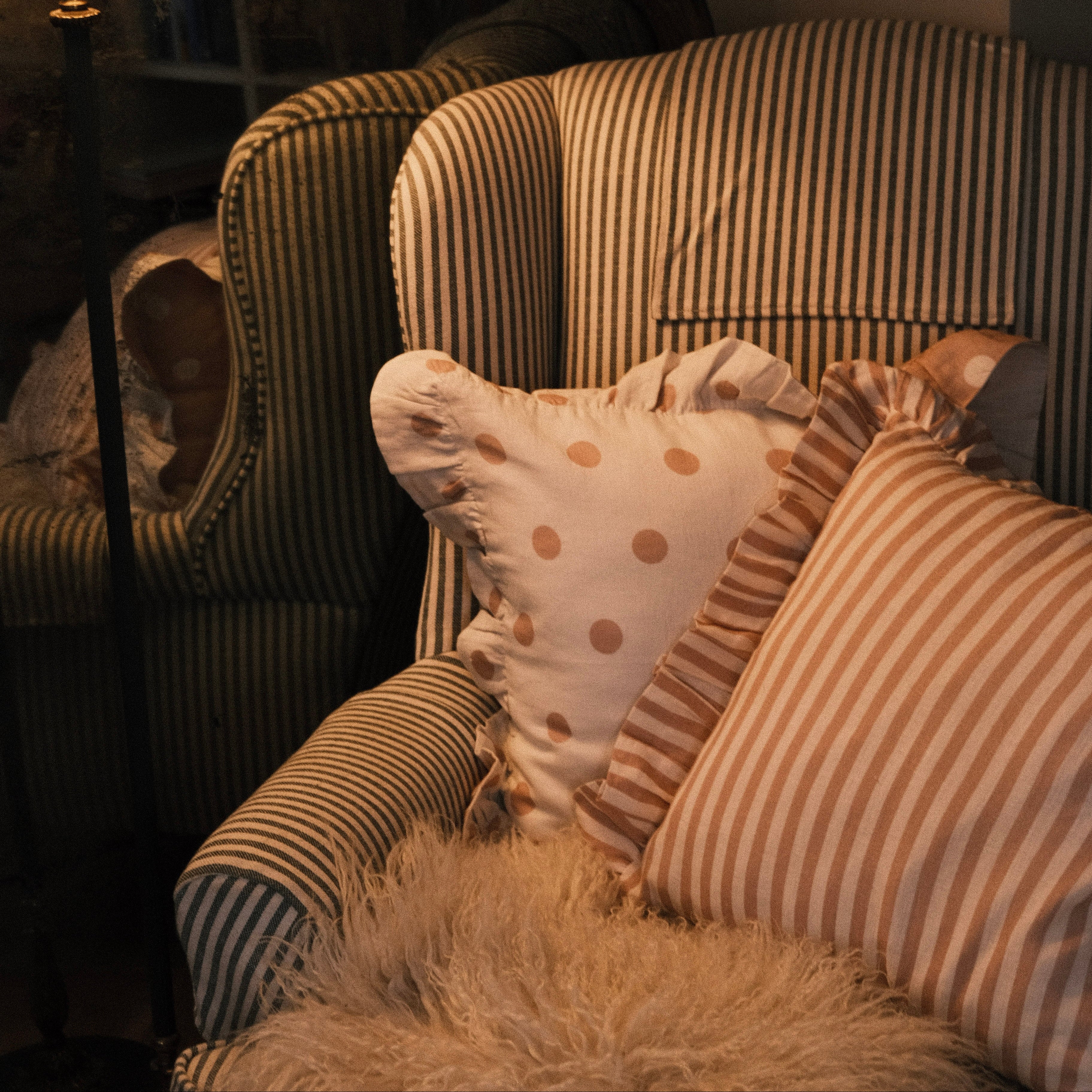 Amuse La Bouche Spotted Ruffle Cushion in Olive - Image 6