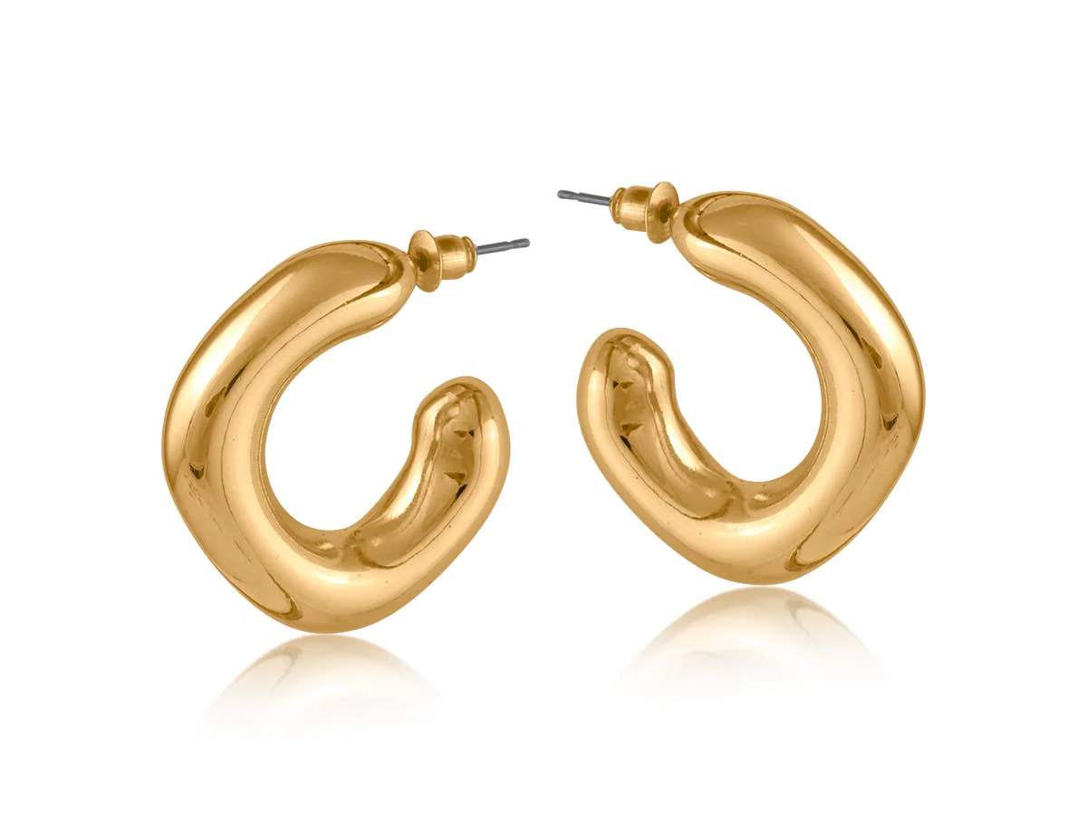 Big Metal London Athenais Organic Shape Hoop Earrings in Silver or Gold - Image 4