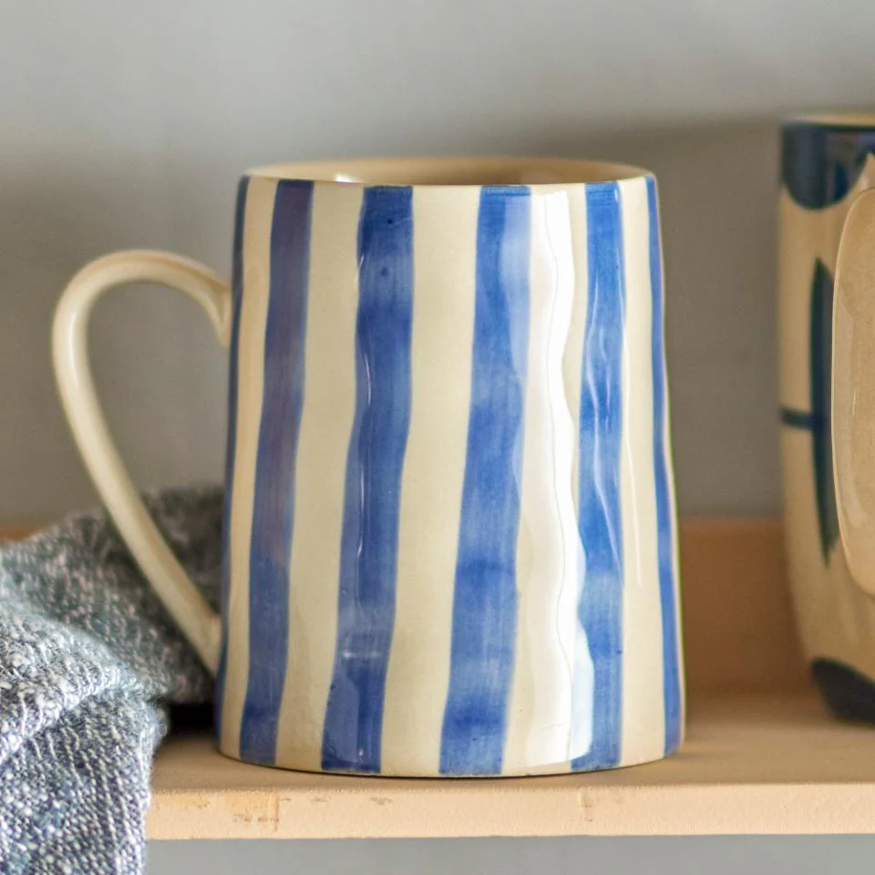 Bloomingville Begonia Striped Mug in Pink, Blue or Brown - Image 4